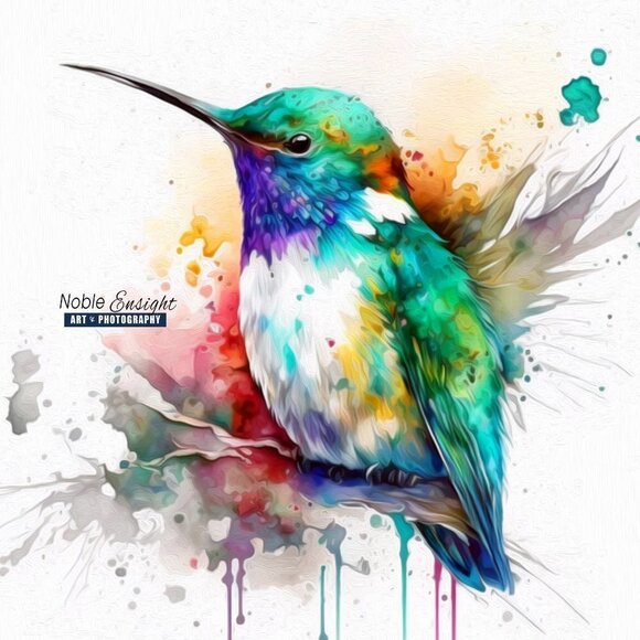 8x10 Hummingbird Cute Chubby Watercolor Oil Painting Art Print‎ - Picture 5 of 5